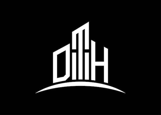 Modello di progettazione del logo del monogramma vettoriale dell'edificio Letter DTH Building Shape DTH logo