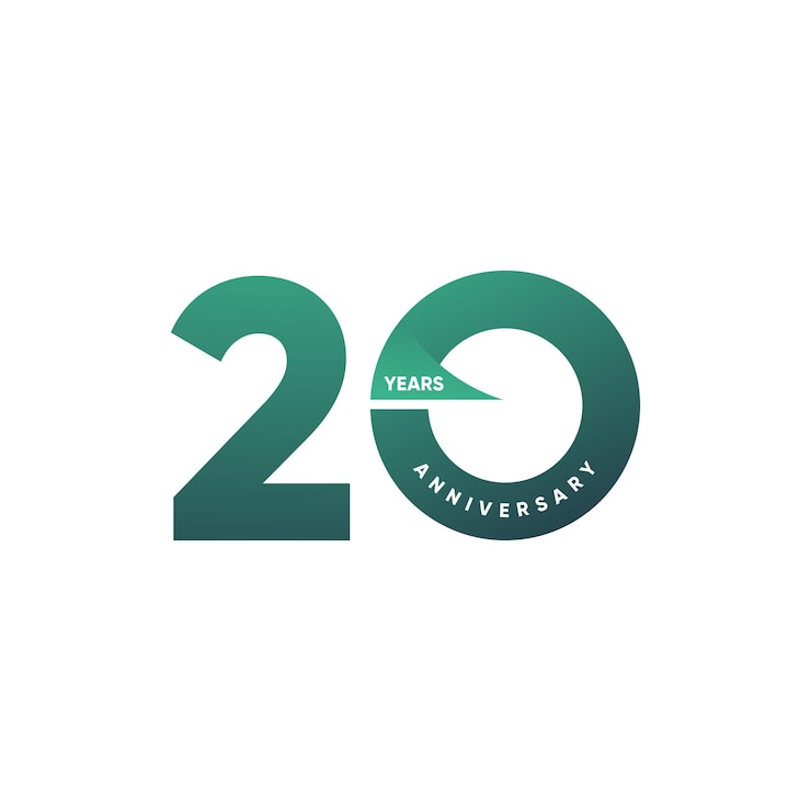 Vettore modello di progettazione del logo dell'anniversario numero venti semplice e moderno