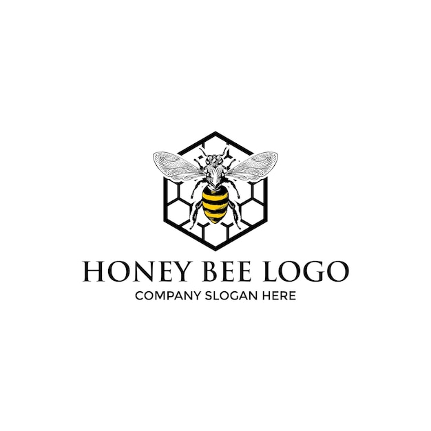 Modello di progettazione del logo dell'ape da miele