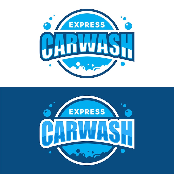 Vettore modello di progettazione del logo dell'autolavaggio espresso