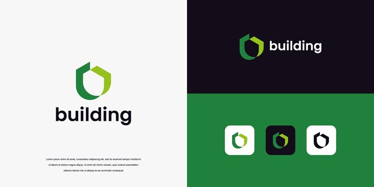 Modello di progettazione del logo dell'edificio vettoriale