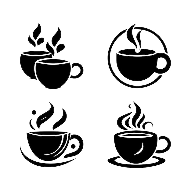 Modello di progettazione del logo dell'icona del caffè e del negozio di caffè vettoriale