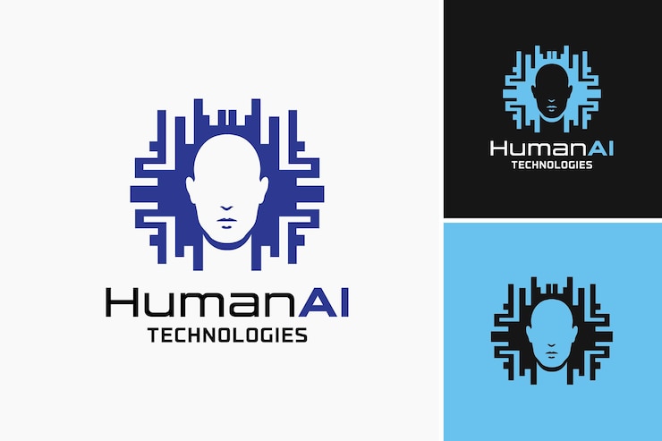 Modello di progettazione del logo dell'intelligenza artificiale umana