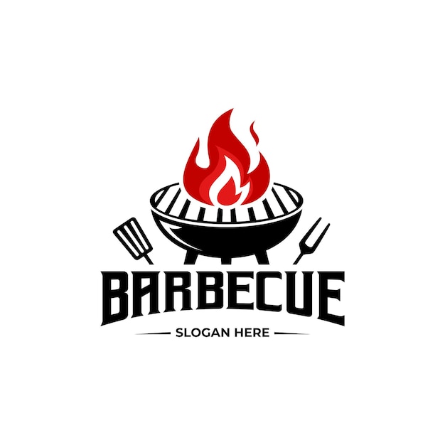 Modello di progettazione del logo della griglia per barbecue
