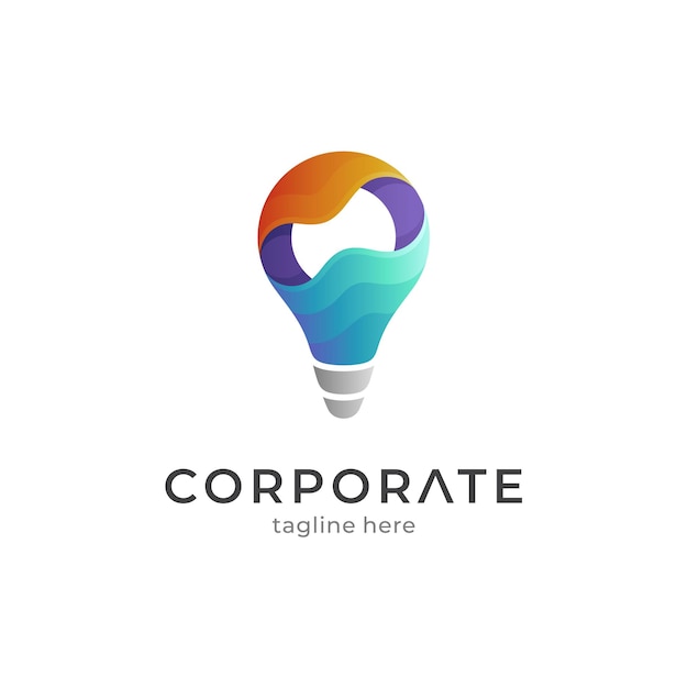 Modello di progettazione del logo della lampadina creativa