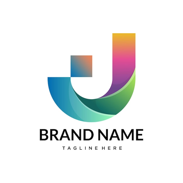 Modello di progettazione del logo della lettera gradiente J