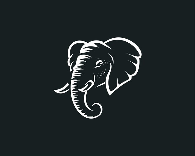 modello di progettazione del logo della mascotte della testa di elefante