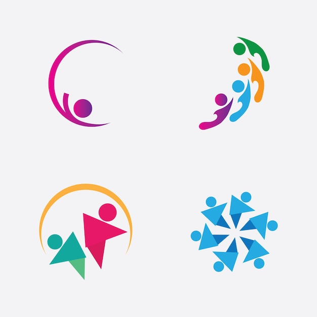 Modello di progettazione del logo di persone creative con circleFlat Vector Logo Design Template Element