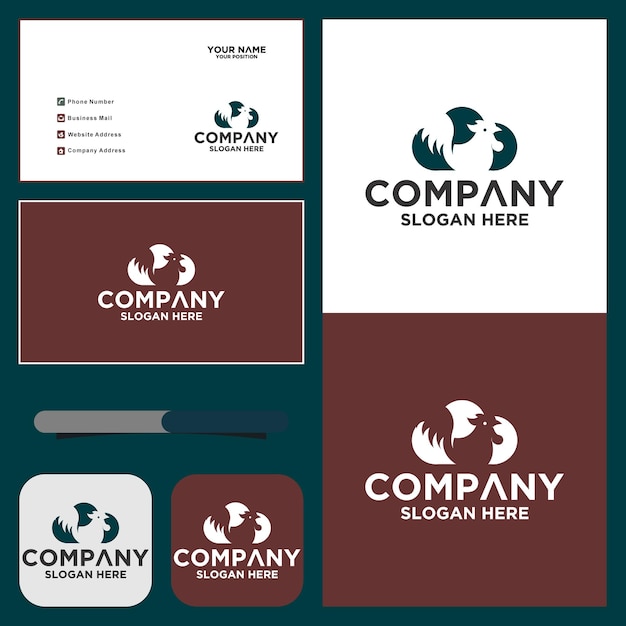 Modello di progettazione del logo di pollo e nuvola