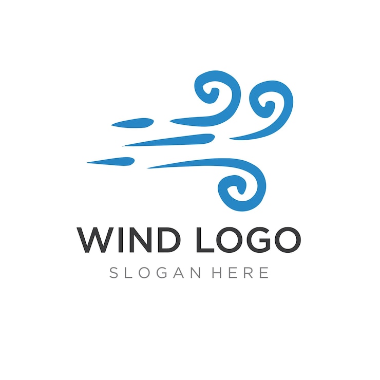 Vettore modello di progettazione del logo elemento onda vento creativo o arialogo per il condizionatore d'aria web aziendale
