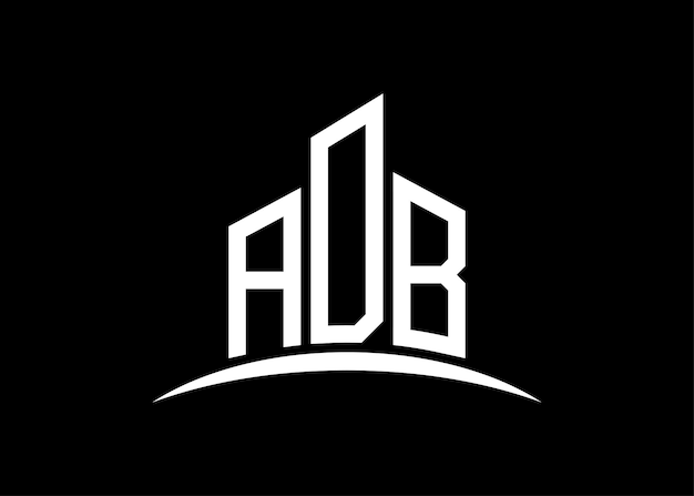 Modello di progettazione del logo letter ADB building vector monogram Building Shape Logo ADB