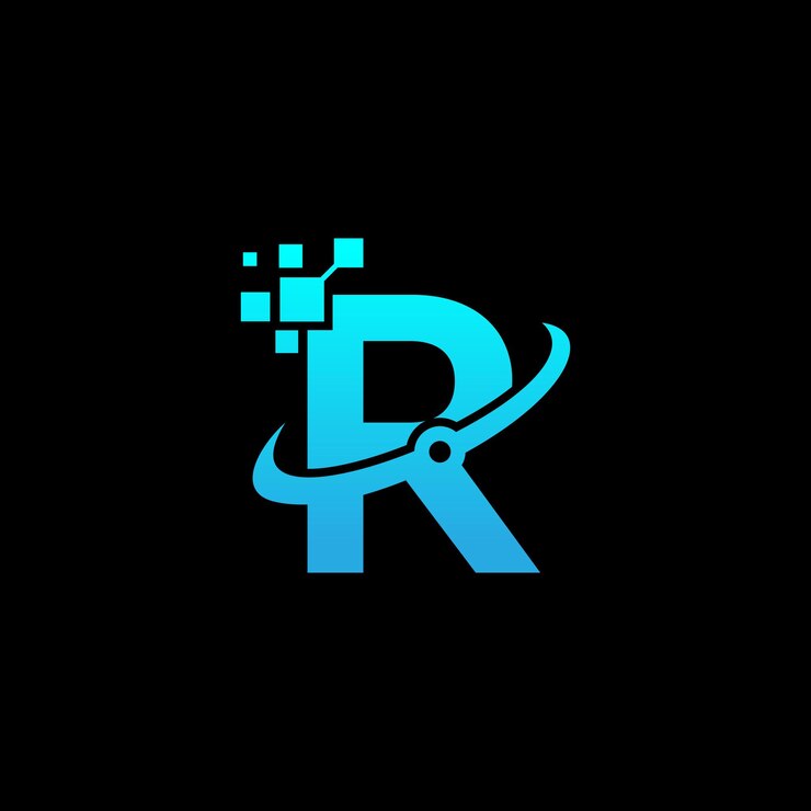 Vettore modello di progettazione del logo r tech con iniziale digitale r