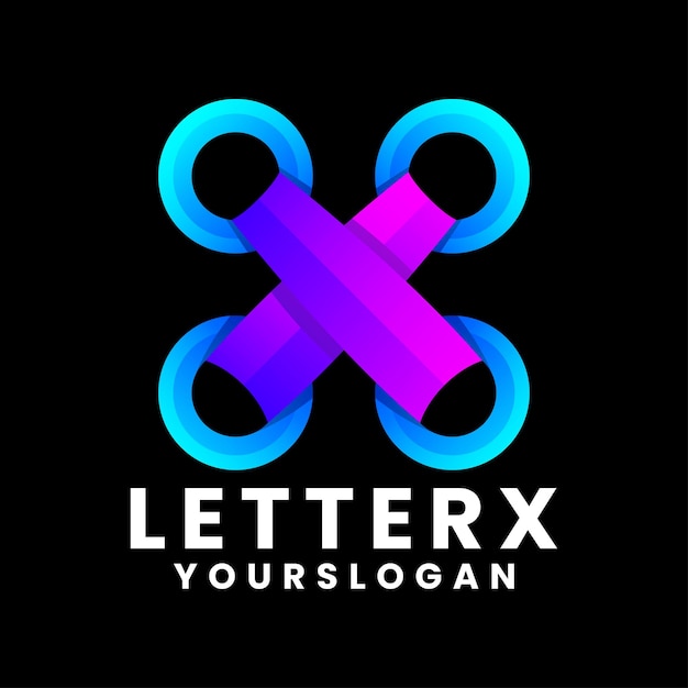 Modello di progettazione del logo sfumato lettera X