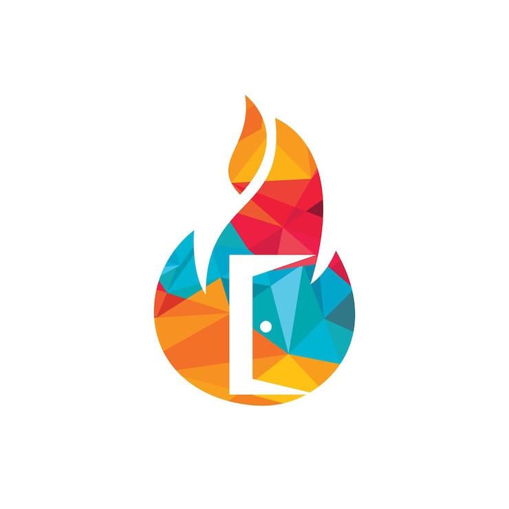 Vettore modello di progettazione del logo vettoriale della porta tagliafuoco
