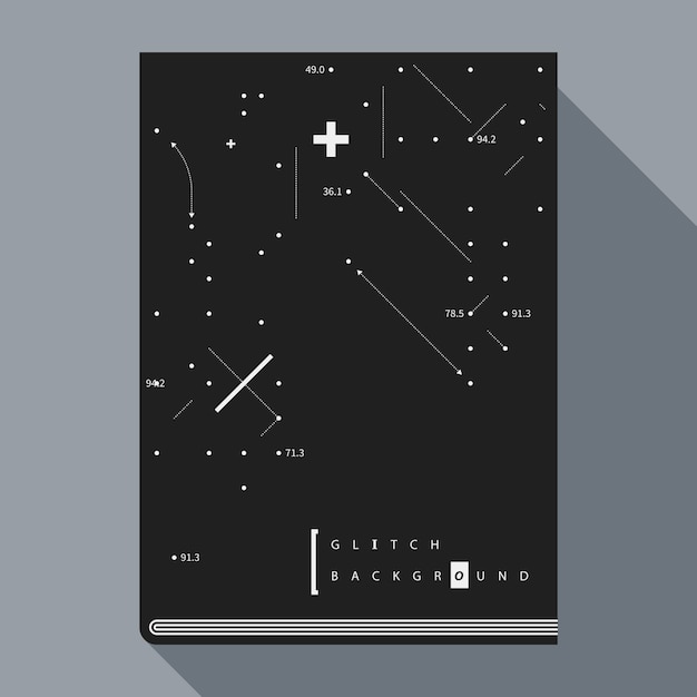Modello di progettazione del manifesto del libro glitch con elementi di design geometrico semplice