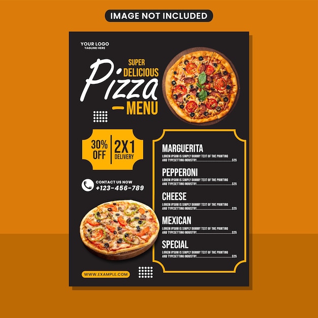 modello di progettazione del menu del ristorante pizza promozione aziendale caffè