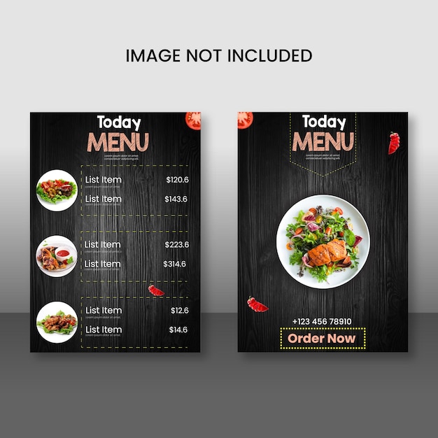 modello di progettazione del menu del ristorante