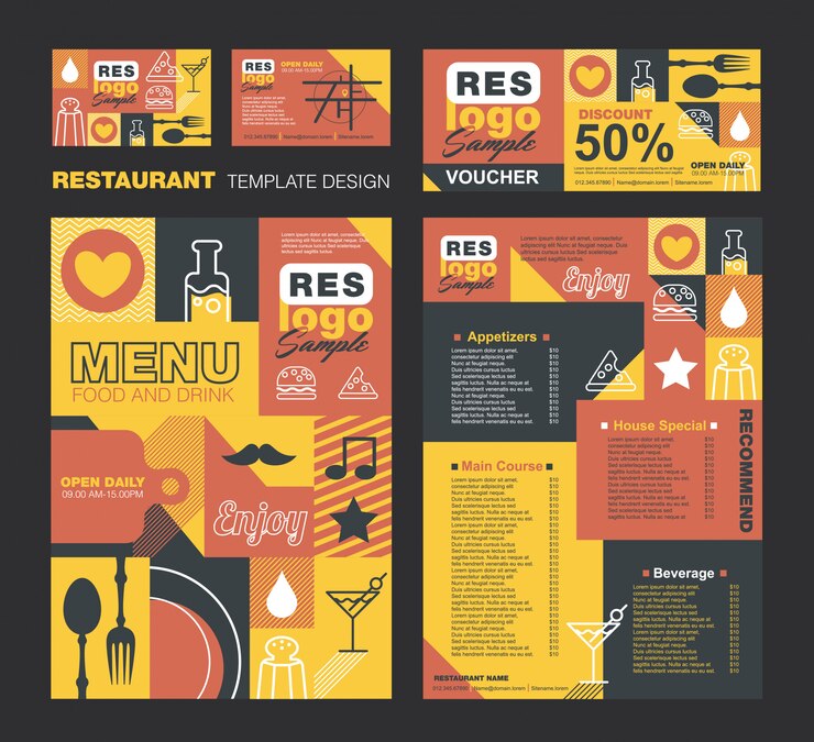 Vettore modello di progettazione del menu del ristorante