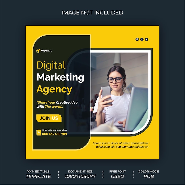 Modello di progettazione del post dell'agenzia di marketing digitale