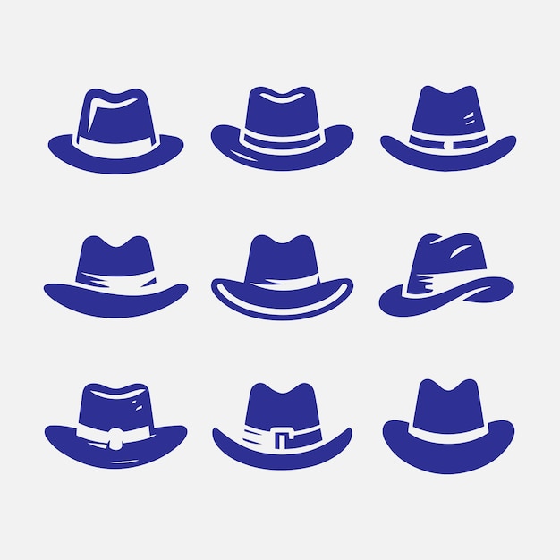 Modello di progettazione del set di icone del logo dei cappelli