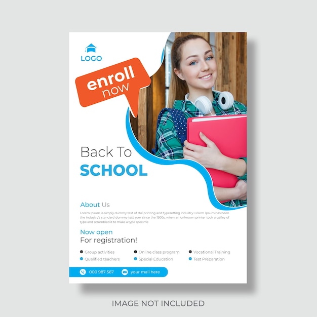 Modello di progettazione del volantino per l'ammissione scolastica