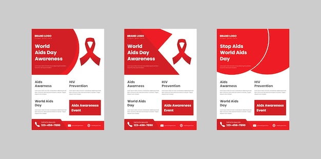 Modello di progettazione del volantino vettoriale della giornata mondiale contro l'AIDS