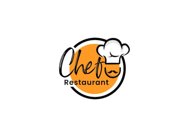 Modello di progettazione dell'etichetta del logo dello chef e del ristorante