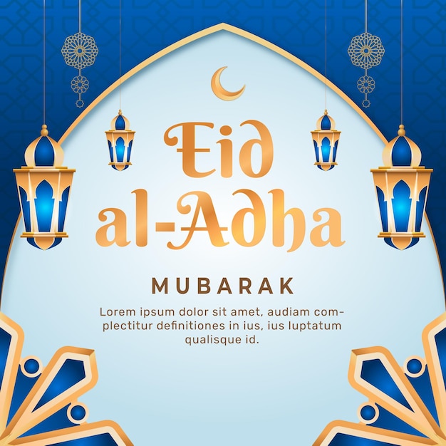 Modello di progettazione dell'illustrazione del poster di Eid Al Adha Mubarak