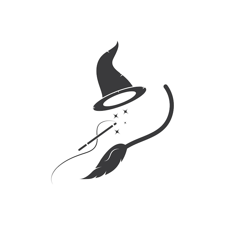 Vettore modello di progettazione dell'illustrazione dell'icona di vettore del cappello del mago