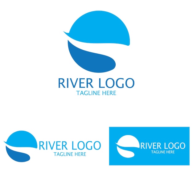 Modello di progettazione dell'illustrazione dell'icona di vettore del logo del fiume