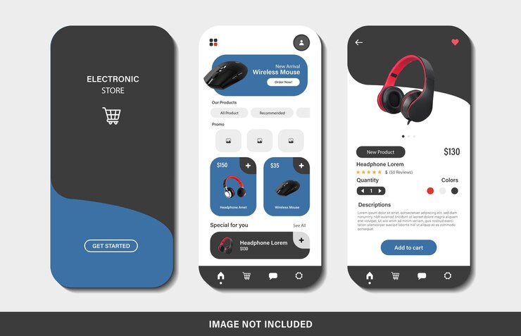 Vettore modello di progettazione dell'interfaccia dell'app di shopping elettronico online
