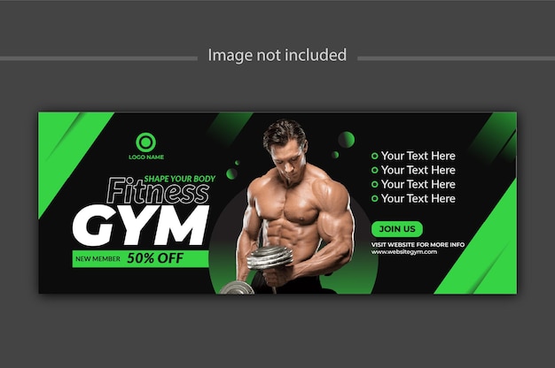 Modello di progettazione della copertina di banner web per palestra e fitness