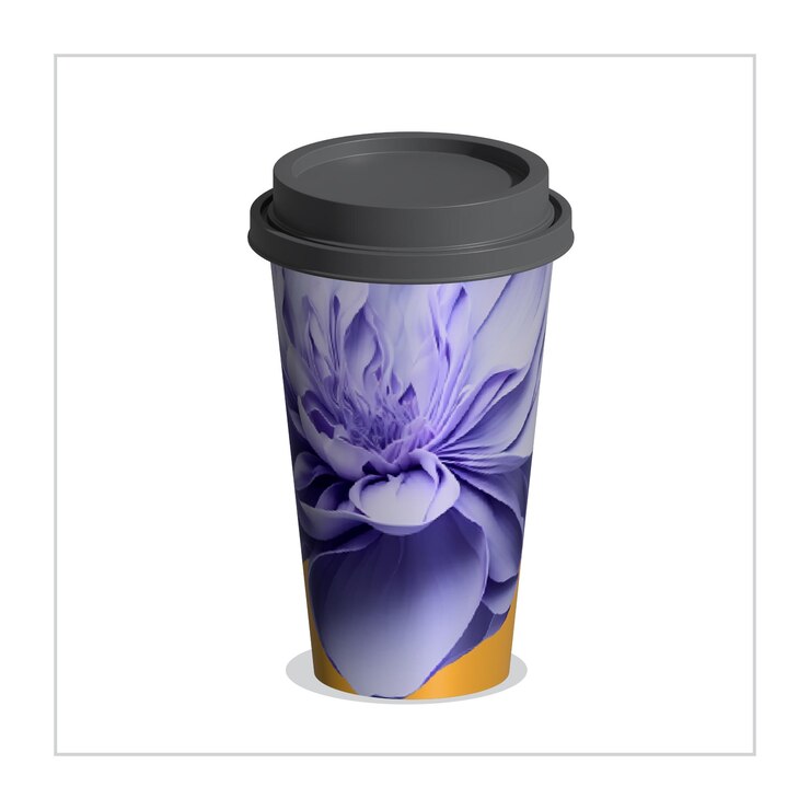 Vettore modello di progettazione della tazza di carta del caffè 3d