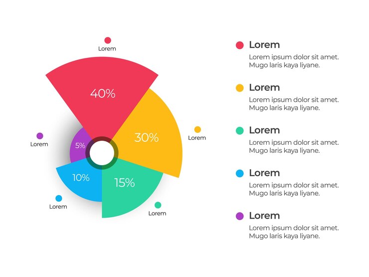 Vettore modello di progettazione delle presentazioni del grafico percentuale