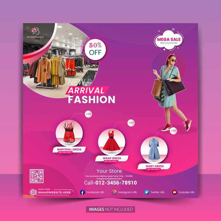 Modello di progettazione di annunci post banner facebook moda donna