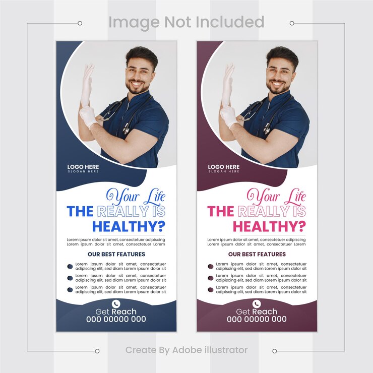 Vettore modello di progettazione di banner per l'assistenza sanitaria