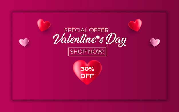 Modello di progettazione di banner per l'offerta speciale di San Valentino
