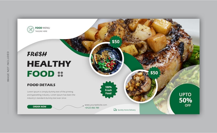 Vettore modello di progettazione di banner per social media di cibo sano