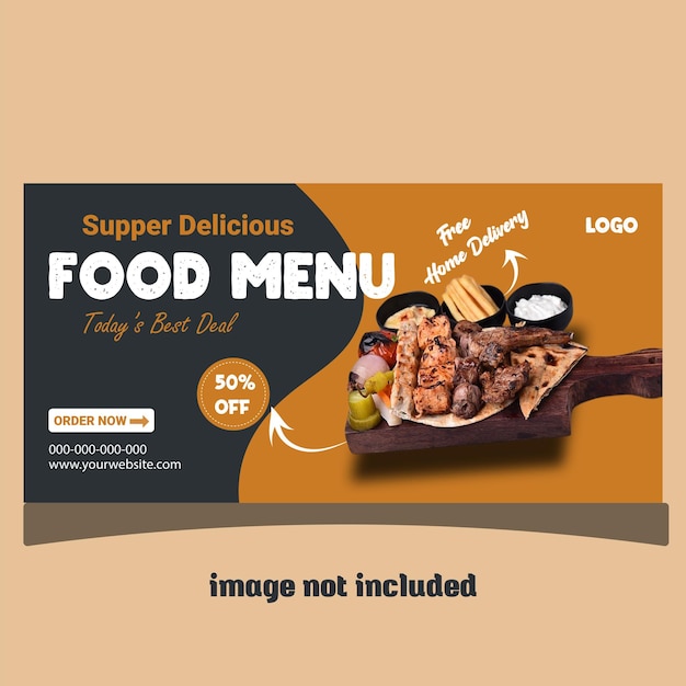 Modello di progettazione di banner per social media per la vendita gratuita di cibo vettoriale