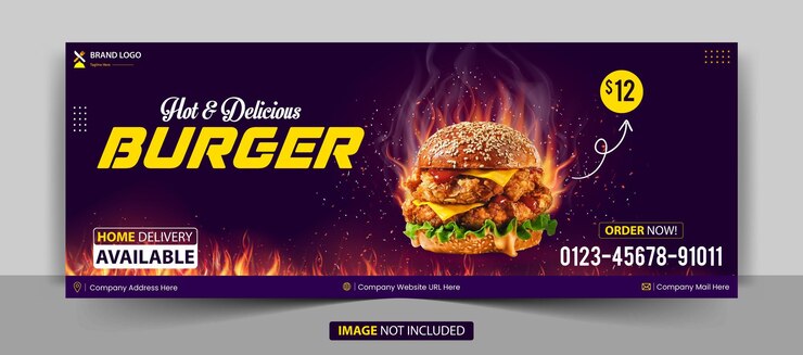 Modello di progettazione di banner web di affari del ristorante di hamburger di cibo moderno per la pubblicità sui social media