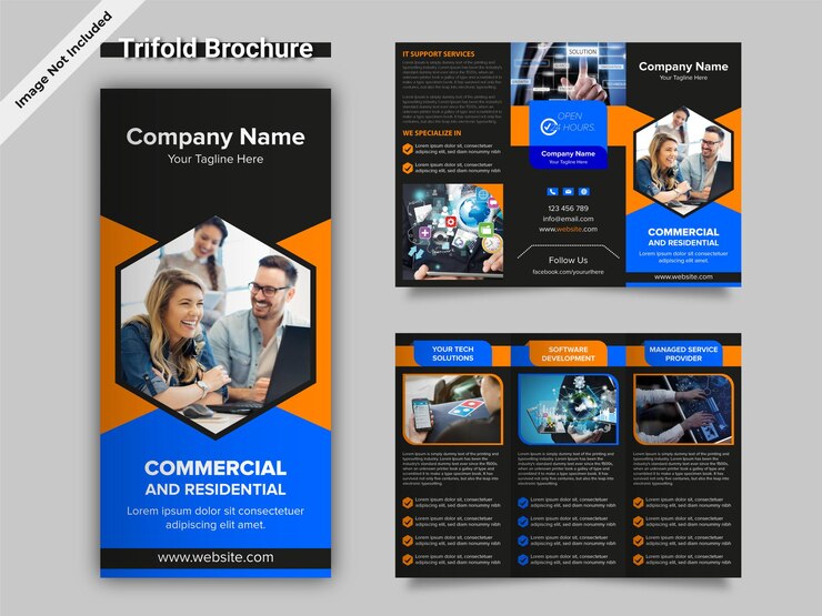 Modello di progettazione di brochure a tre ante commerciali
