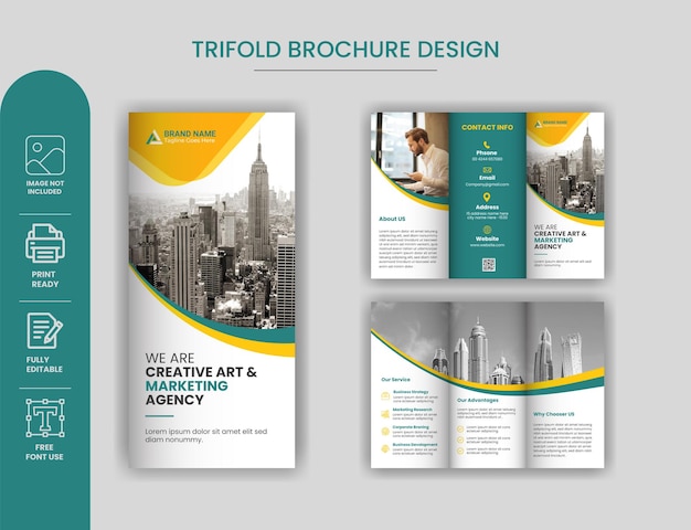 Modello di progettazione di brochure a tre ante di affari professionali di vettore