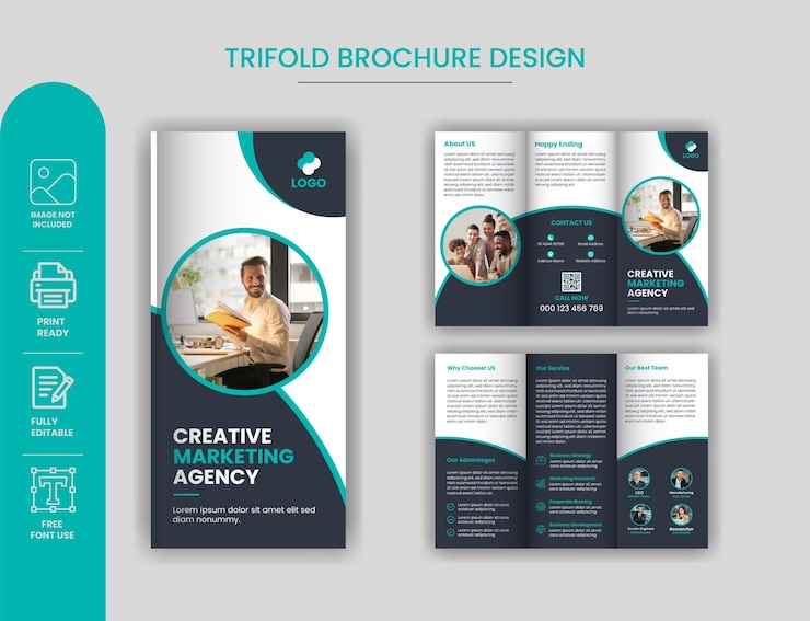 Modello di progettazione di brochure a tre ante di affari professionali di vettore