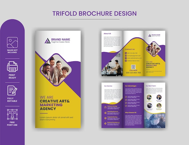 Modello di progettazione di brochure a tre ante di affari professionali di vettore