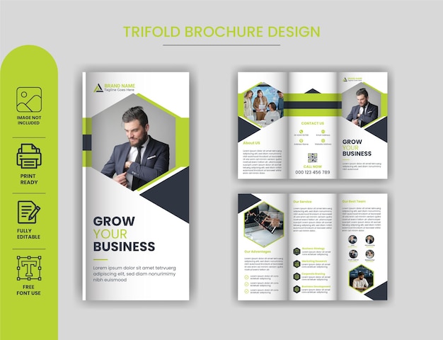 Modello di progettazione di brochure a tre ante di affari professionali di vettore