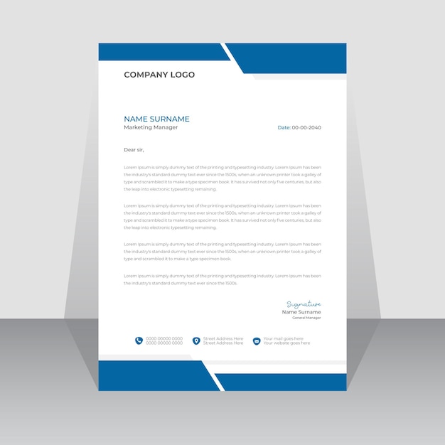 Modello di progettazione di carta intestata aziendale