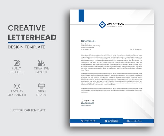 Modello di progettazione di carta intestata di affari corporativi