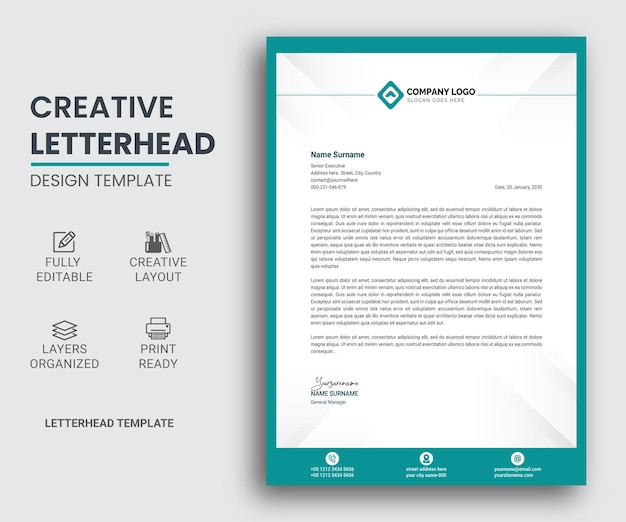 Modello di progettazione di carta intestata di affari corporativi
