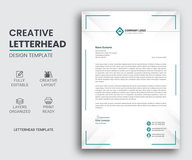 Modello di progettazione di carta intestata di affari corporativi
