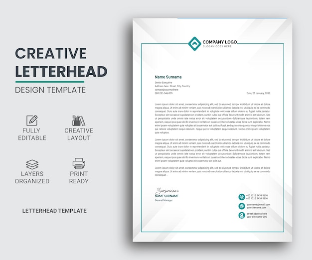 Modello di progettazione di carta intestata di affari corporativi